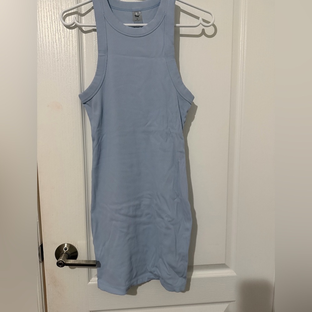 TNA Light Blue Ribbed Tank Dress